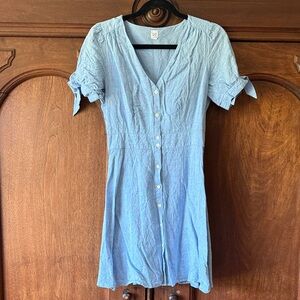 Gap Light Blue Linen-Blend Dress